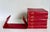 Animal Skin 1958 Mark Cross Red Leather Multilingual Translation Dictionaries With Matching Book Holder For Sale - Image 7 of 12