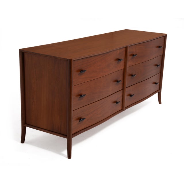 Widdicomb T.H. Robsjohn-Gibbings Widdicomb Walnut Klismos Saber Leg Six Drawer Dresser For Sale - Image 4 of 14