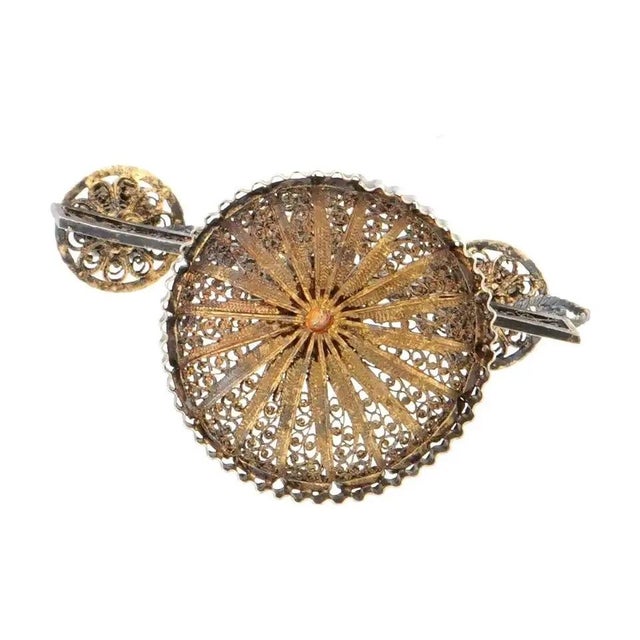 Traditional Vintage Miniature Gilt Silver Filigree Candelabrum For Sale - Image 3 of 4