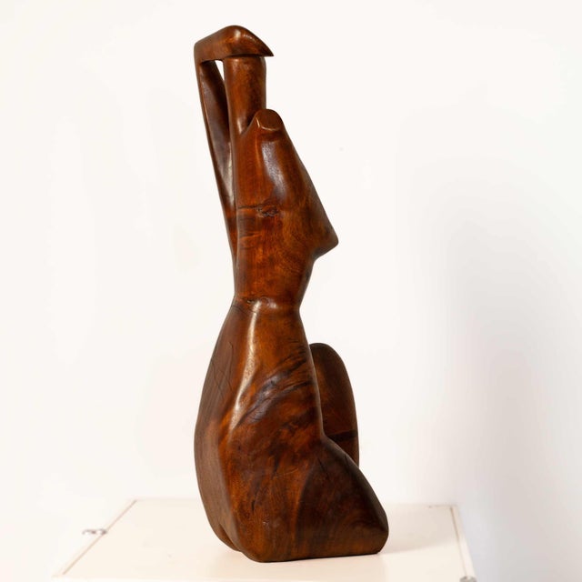 Mid 20th Century Mid Century Wooden Figure Sculpture For Sale - Image 5 of 7