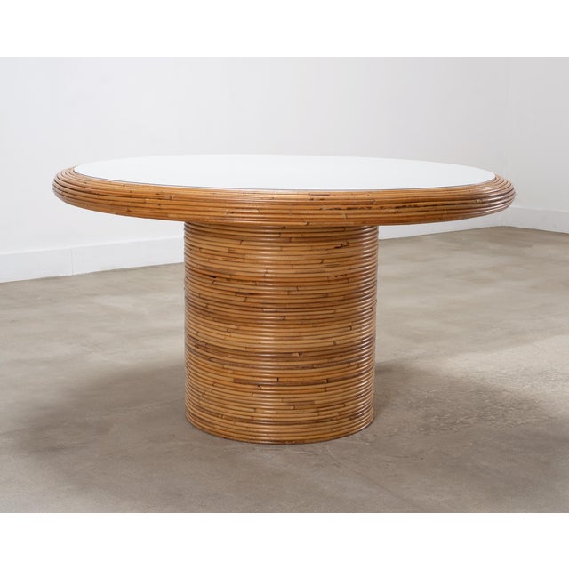 Late 20th Century McGuire Organic Modern Rattan Pencil Reed Round Dining Table For Sale - Image 5 of 18