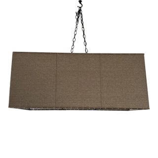 Mid 20th Century Rectangular Minimalist Linen Chandelier With Double Bulb For Sale