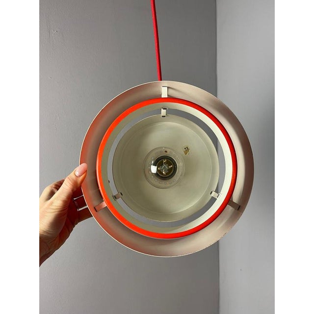 Juno Red Slatted Lamp by Jo Hammerborg for Fog & Mørup For Sale - Image 3 of 11