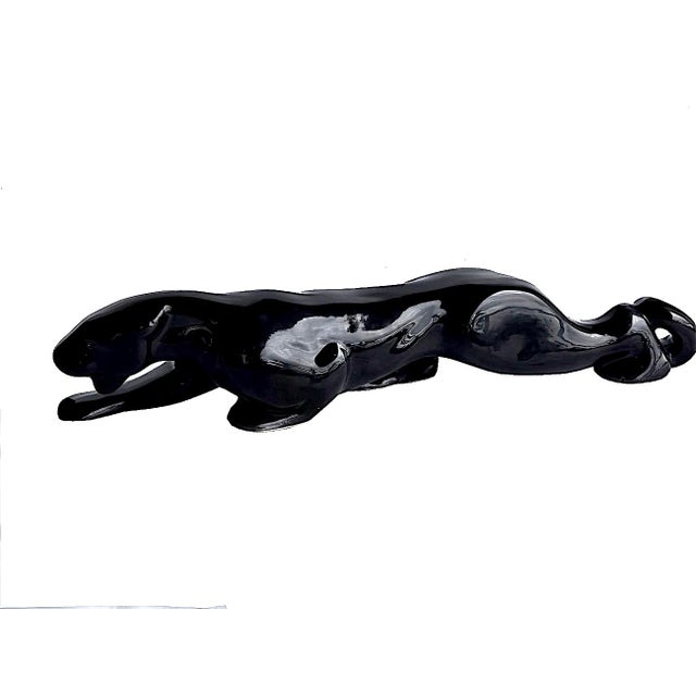 Vintage Royal Haeger Crouching Black Panther Ceramic Figurine For Sale - Image 11 of 14