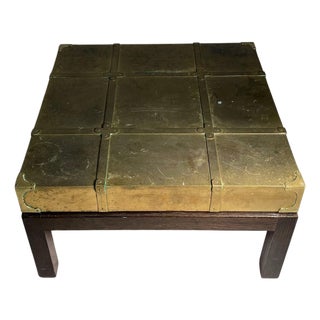 A Campaign Style Brass Coffee / Side Table by Sarreid For Sale
