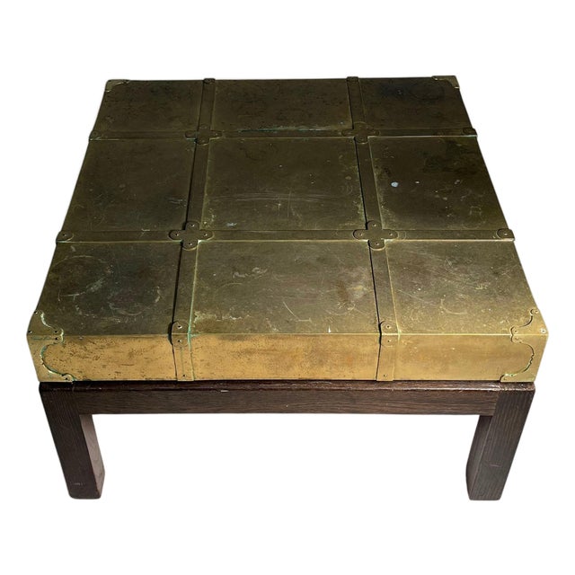A Campaign Style Brass Coffee / Side Table by Sarreid For Sale