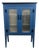 Modern Farmhouse Blue Solid Pin With Silver-Tone Mesh Doors Server or Cabinet For Sale