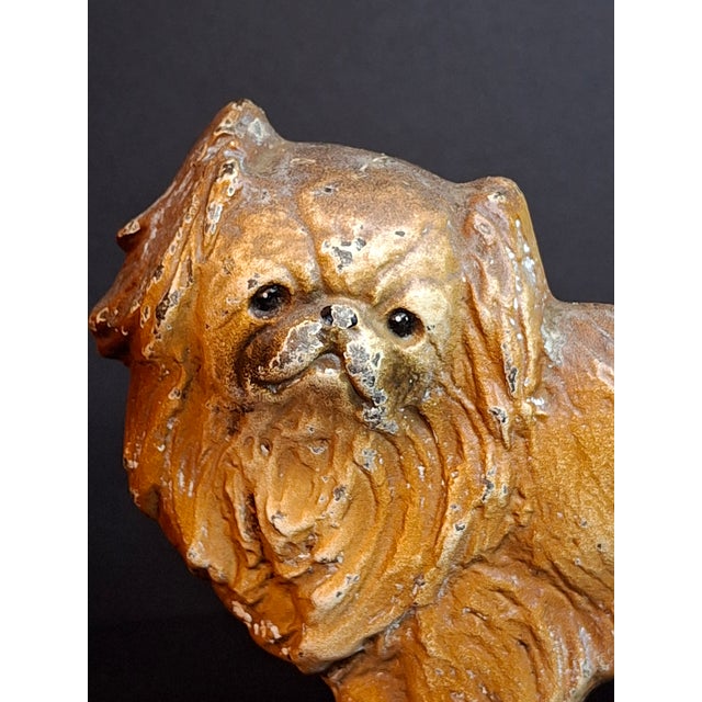American Antique Hubley #353 Cast Iron Pekingese Dog Paperweight Figurine / Single Bookend (C. 1920s) For Sale - Image 3 of 17