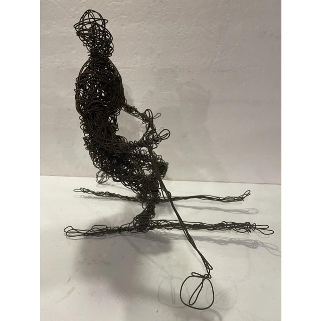 Vintage Mid-Century Wire Skier Sculpture — Brutalist Ski Lodge Decor Figure For Sale - Image 4 of 7