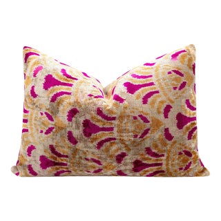 Canvello Handmade Pink and Gold Abstract Design Throw Pillow For Sale