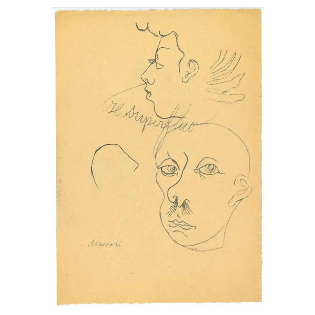 Mino Maccari, The Portraiti- Original Drawing, 1950s For Sale