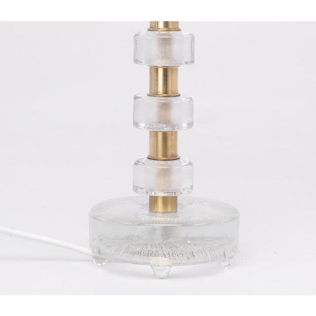 Metal Crystal and Brass Table Lamp by Orrefors for Vitrika, 1960s For Sale - Image 7 of 12