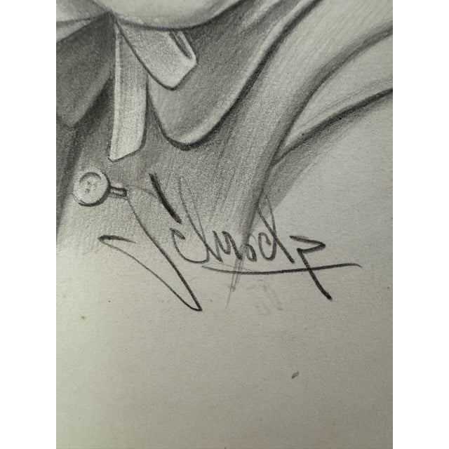 1940s Original Signed Graphite Illustration of Smiling Child in Bonnet, 11 × 8.5 In. For Sale In Atlanta - Image 6 of 7
