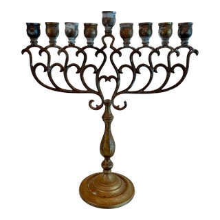 Vintage Brass Eastern European Style Menorah For Sale
