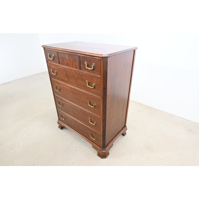 Kindel Georgian Mahogany Highboy Chest of Drawers | Newly Refinished For Sale In South Bend - Image 6 of 14