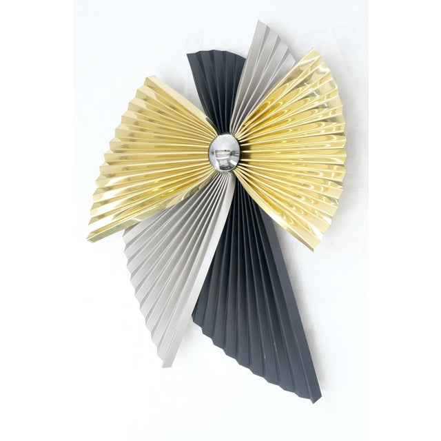 Mid-Century Modern Curtis Jere Overlapping Multicolor Butterfly Shape Sculpture Dated 1990 For Sale - Image 3 of 9