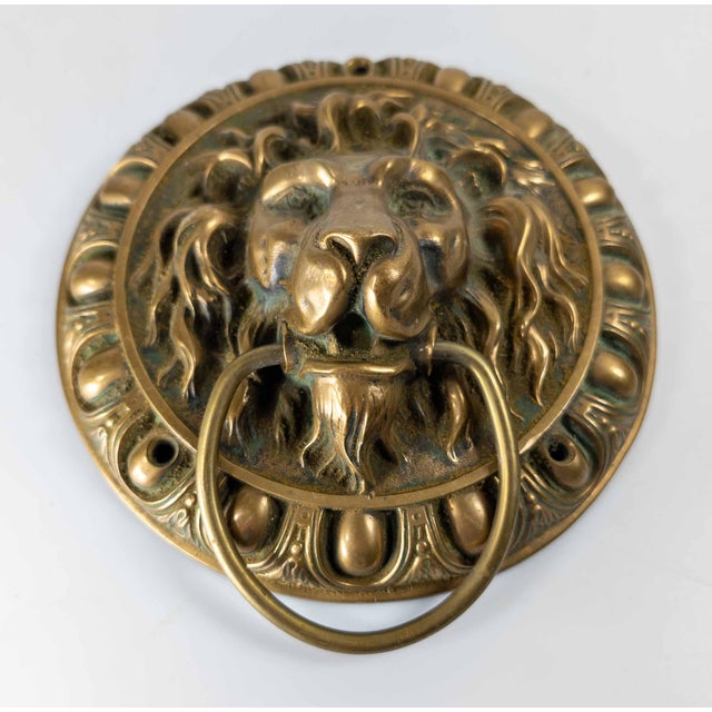 Traditional 19th Century Oversize Large Bronze Lion's Head Door Knocker For Sale - Image 3 of 10