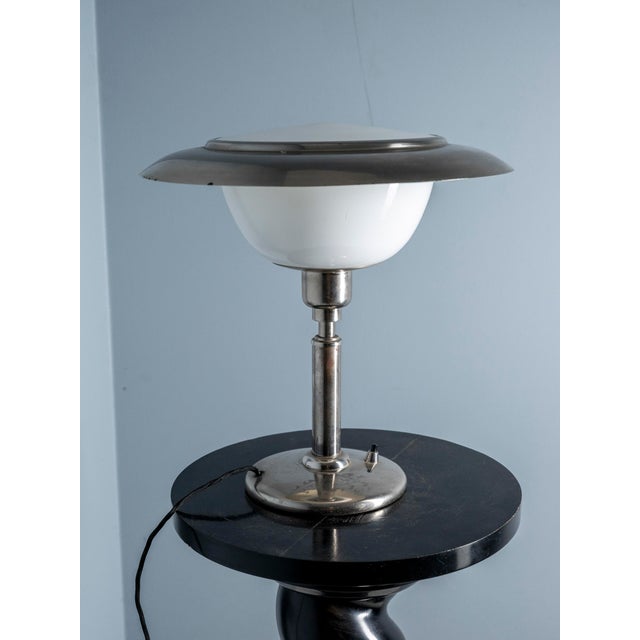 Art Deco Table Lamp with Opaline Glass, 1930s For Sale - Image 3 of 9