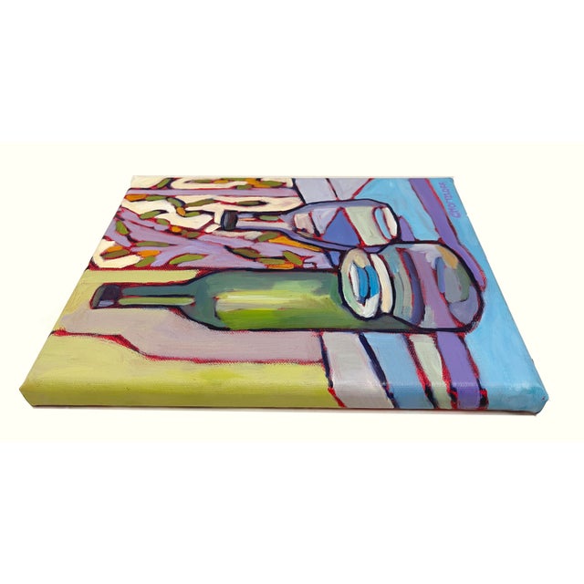 Bottled Moments: Nostalgia in Color and Glass, Contemporary Oil Painting on Canvas, Original Art, Signed For Sale - Image 4 of 8