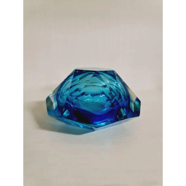 Glass Mid-Century Blue Crystal Glass Bowl, 1960s For Sale - Image 7 of 9