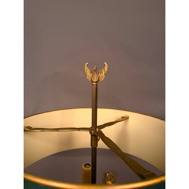 Late 19th Century French Empire Bouillotte Tole-Painted Lamp With Swan Finial, Circa 1890 For Sale - Image 4 of 15