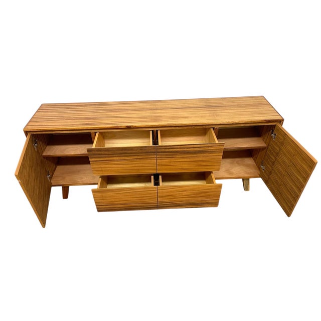 2000 - 2009 Mid Century Modern Style Credenza 2 Door 4 Drawer Tv Cabinet For Sale - Image 5 of 8