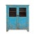 Wood Distressed Bright Blue Glass Display Bookcase Curio Cabinet For Sale - Image 7 of 7