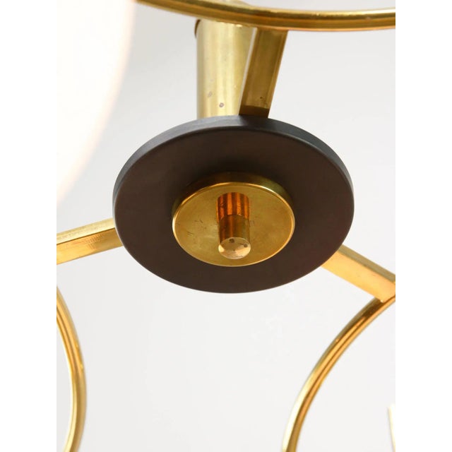 Mid-Century Modern Brass and Opaline Chandelier, Italy For Sale - Image 6 of 18