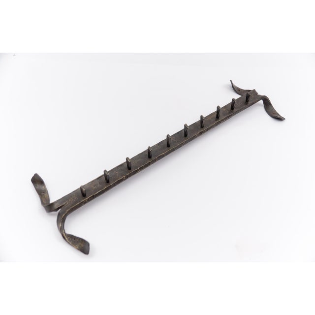 Black Mid-Century Modern French Handmade Wrought Iron Wall Coat Rack, 1960s For Sale - Image 8 of 9