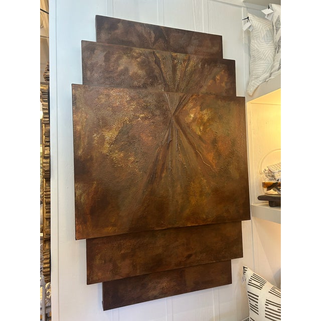 Late 20th Century Late 20th Century Large Layered Abstract Canvas Wall Art For Sale - Image 5 of 10