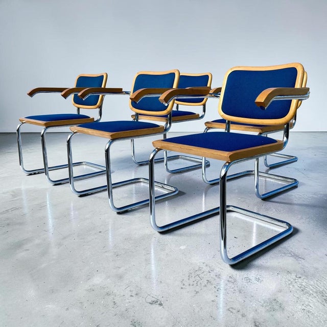 Wood Lowenstein Chrome Wood Cesca Dining Chairs - Set of 6 For Sale - Image 7 of 8