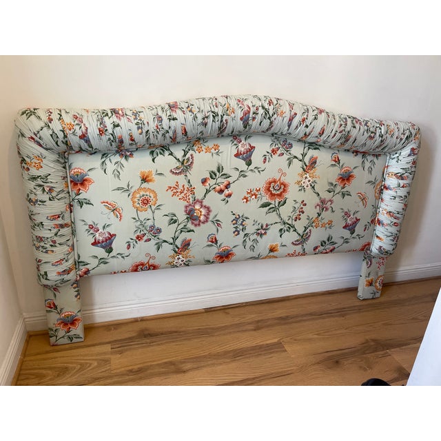Textile 1960s Custom Made King Headboard + 2 Pillows Floral Chintz For Sale - Image 7 of 8