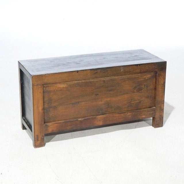 Early 20th Century Chinese Polychrome Hand Painted Low Chest With Garden Birds & Fruit 20thC For Sale - Image 5 of 8