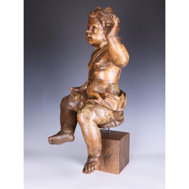 Italian Artist, Large Carved Putto Cherub Figure, Late 18th Century, Limewood For Sale - Image 6 of 18