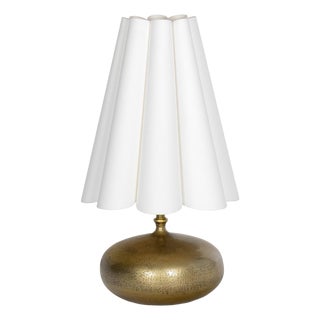 Cassidy Mini Lamp, Natural Linen Scalloped Shade For Sale