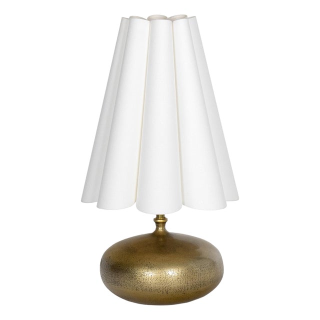Cassidy Mini Lamp, Natural Linen Scalloped Shade For Sale