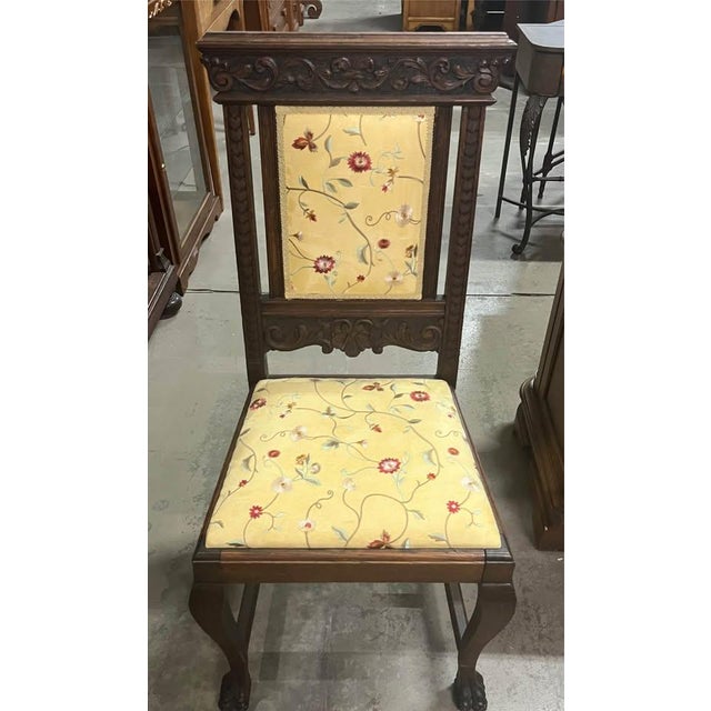 Late 19th Century Antique Jacobean Carved Oak 8 Piece Dining Chair Set For Sale In Raleigh - Image 6 of 10