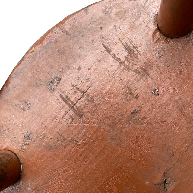 1800s Shaker Style Stool in Original Dark Reddish Brown Paint For Sale In New York - Image 6 of 6