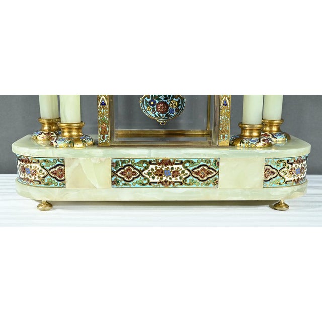 Napoleon III Clock with Columns in Onyx and Enamels, 19th Century For Sale - Image 14 of 18