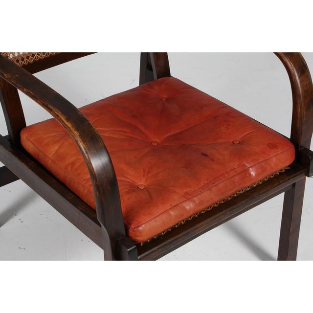 1930s Armchair in Beech, Cane and Leather by Magnus Stephensen for Fritz Hansen 1930s For Sale - Image 5 of 10