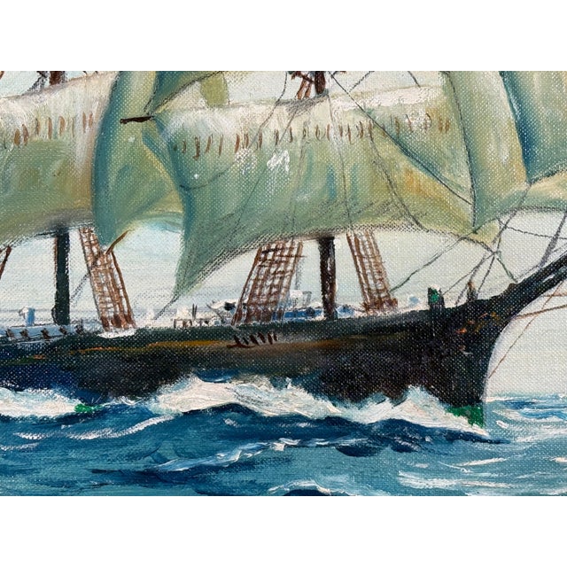 Late 20th Century Vintage Nautical Oil Painting of Tall Ship Under Full Sail by Michael Costello of Provincetown For Sale - Image 5 of 8