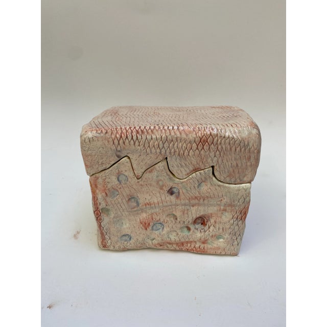 Abstract Hand Made Abstract Sculptural Glazed Ceramic Box with Fitted Lid For Sale - Image 3 of 10