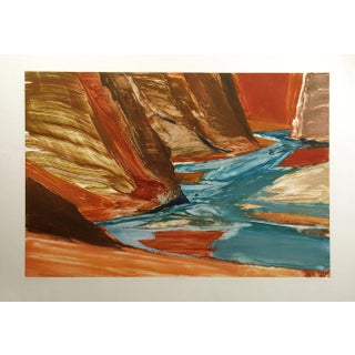 1980s "Red Wall Cavern" Signed Landscape Monotype by James Conaway For Sale