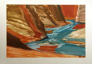 1980s "Red Wall Cavern" Signed Landscape Monotype by James Conaway