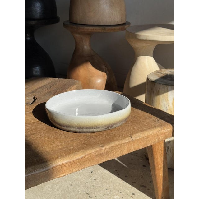 Large White and Earth Ceramic Dish For Sale - Image 15 of 18