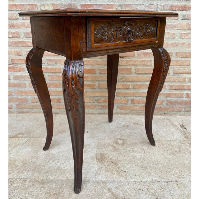 French Carved Walnut Side Table, 1940s For Sale - Image 12 of 18