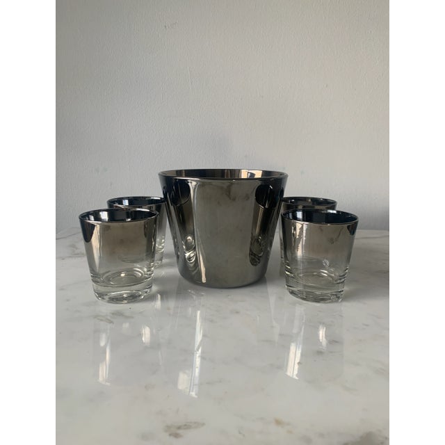 The ultimate addition to your bar collection - the 5 piece set MCM Vitreon Queens Silver Ombre Lusterware Old Fashioned...