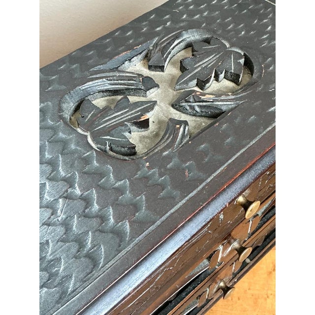 Vintage Carved Wood Miniature Chest For Sale - Image 9 of 12