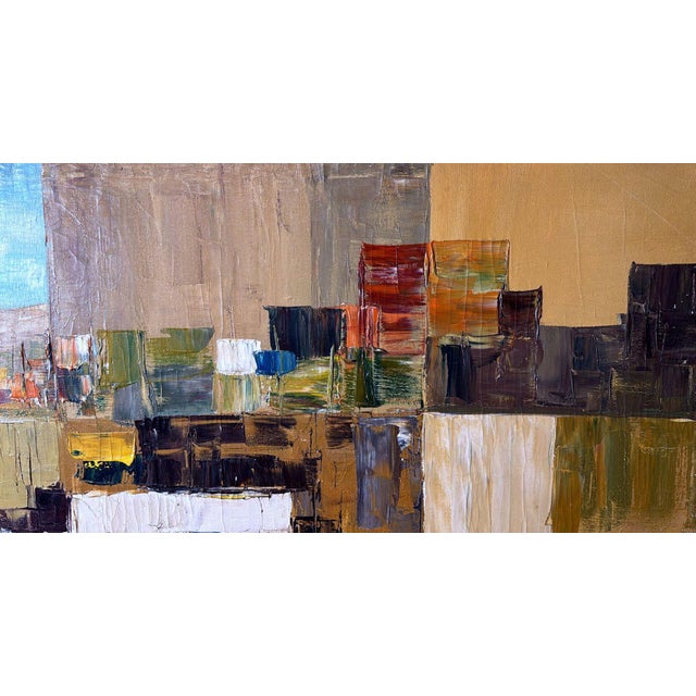 Late 20th Century Geometric Abstraction French Oil Painting on Canvas With Wooden Frame For Sale - Image 6 of 12