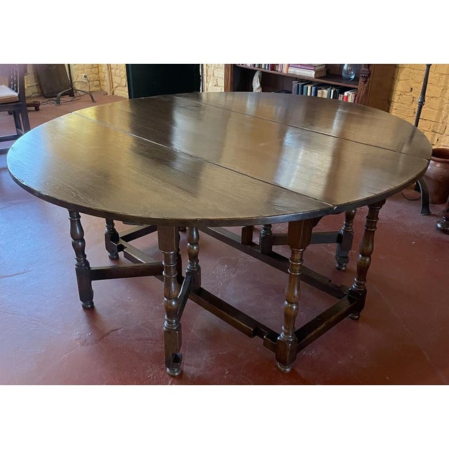 Brown Large Gateleg Table in Oak For Sale - Image 8 of 13